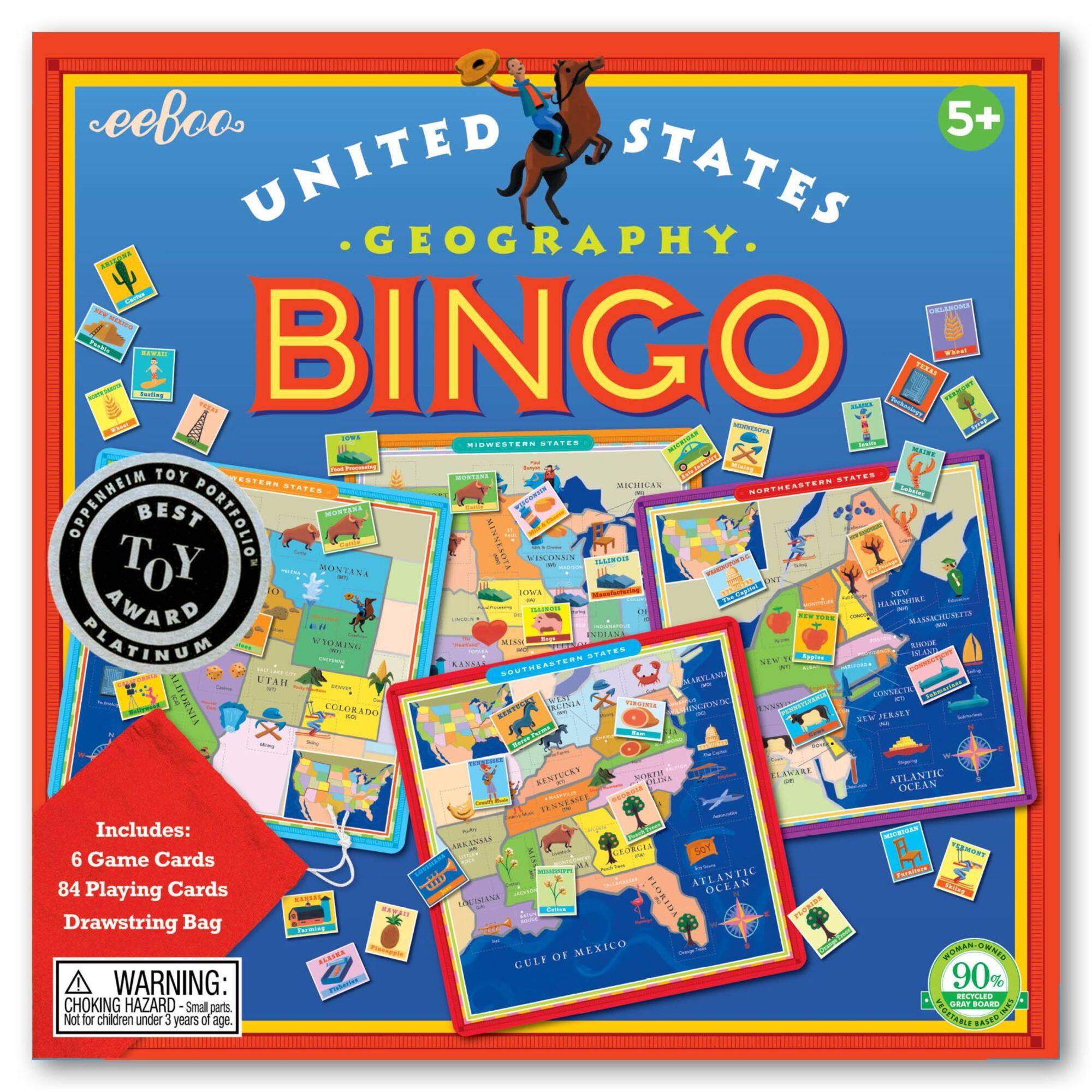 eeBoo United States Geography Bingo Game